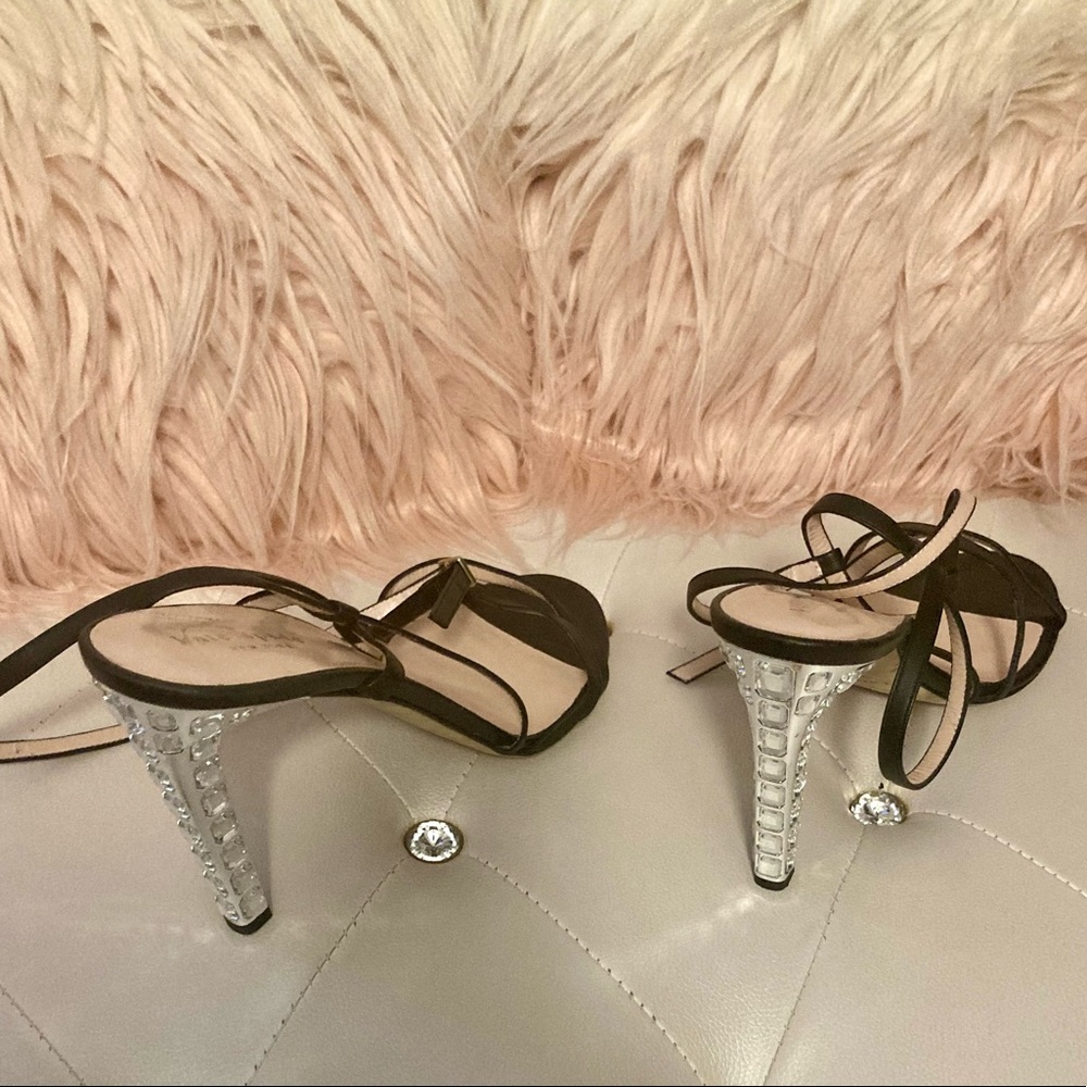 Kate Spade Fiandra Black Leather Jeweled Strappy Heeled Sandals Size 10.5B - Picture 6 of 13